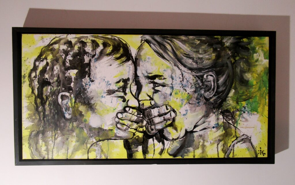 L'Enfant Fou Rire Technique mixte encadré 85/44cm